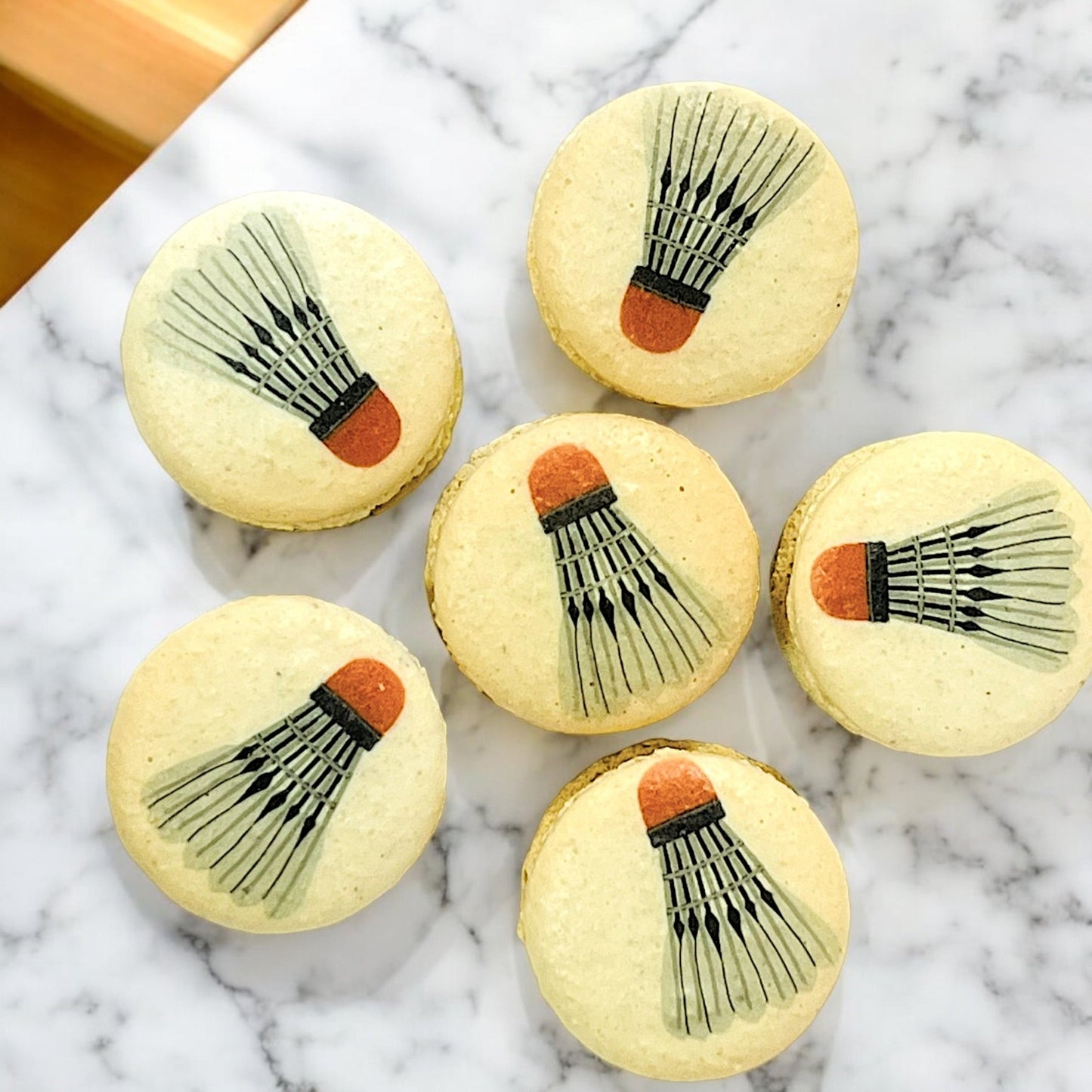 Customizable Badminton - Themed French Macarons – Choose Your Flavor! - Macaron Centrale6 Pack