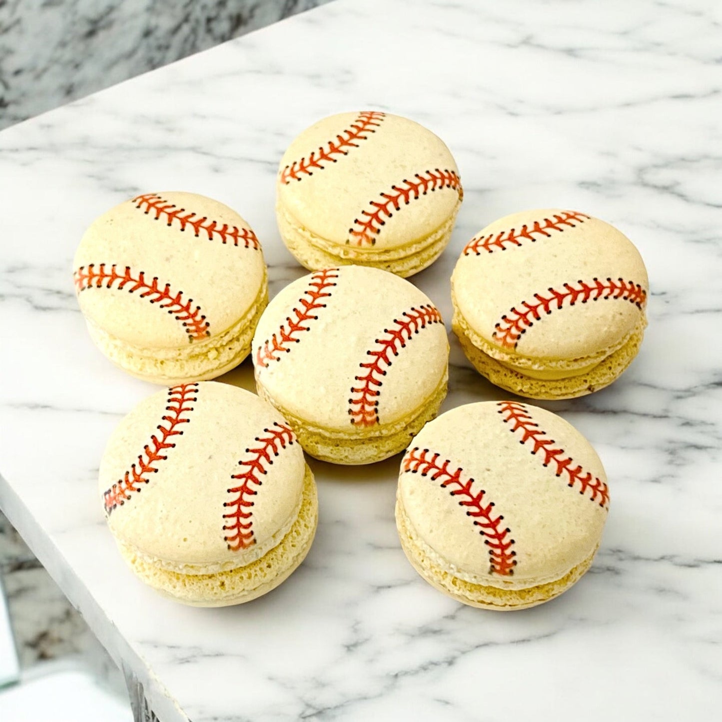 Customizable Baseball - Themed French Macarons – Choose Your Flavor! - Macaron Centrale6 Pack