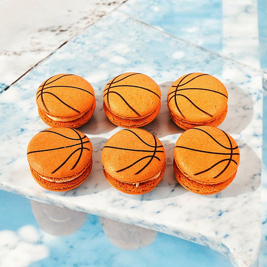 Customizable Basketball - Themed French Macarons – Pick Your Favorite Flavors! - Macaron Centrale6 Pack