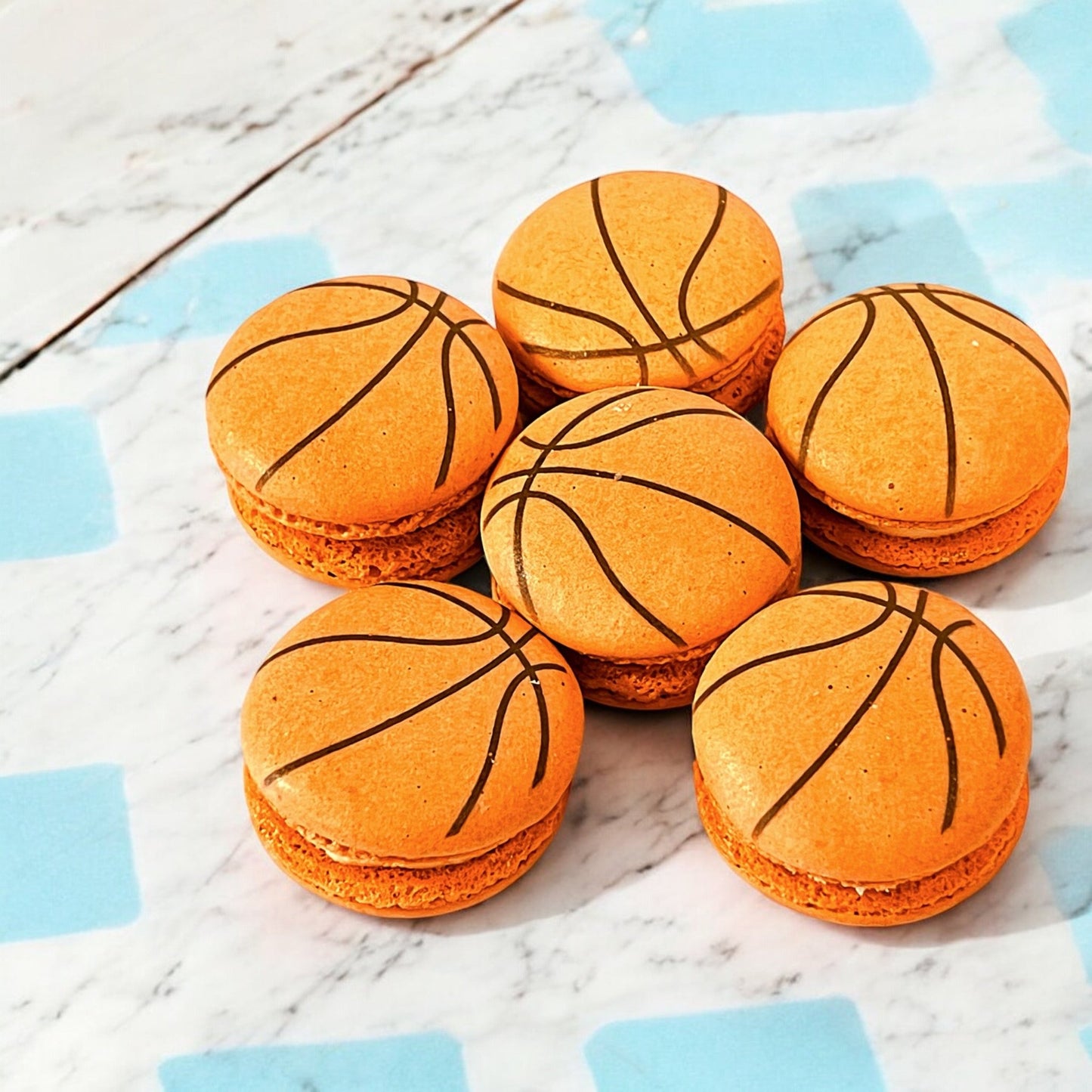 Customizable Basketball - Themed French Macarons – Pick Your Favorite Flavors! - Macaron Centrale6 Pack