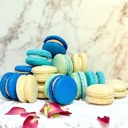 Customizable Blue Ombre Macaron Towers - Macaron Tower Included - Macaron Centrale3 Tiers