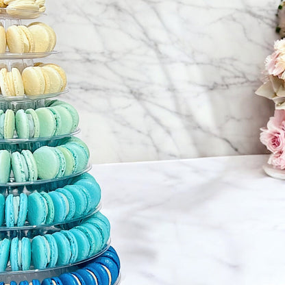 Customizable Blue Ombre Macaron Towers - Macaron Tower Included - Macaron Centrale3 Tiers