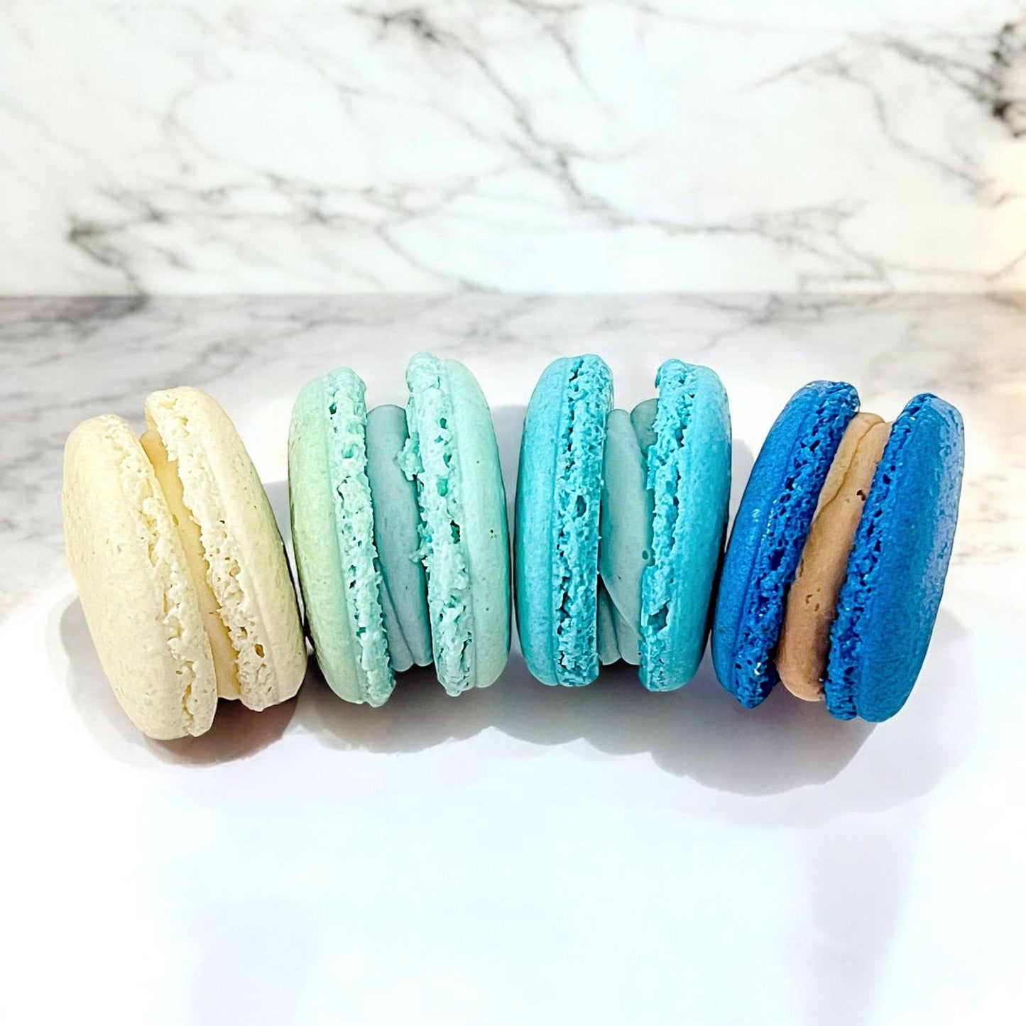 Customizable Blue Ombre Macaron Towers - Macaron Tower Included - Macaron Centrale3 Tiers