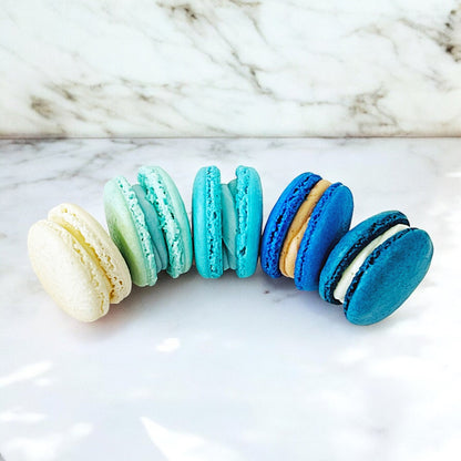 Customizable Blue Ombre Macaron Towers - Macaron Tower Included - Macaron Centrale3 Tiers