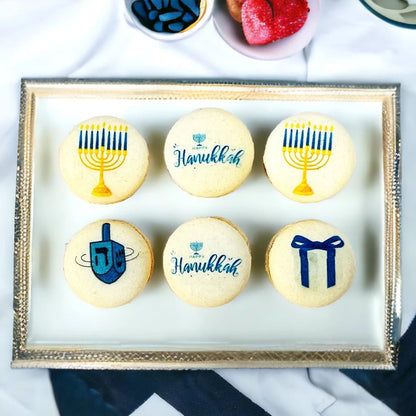 Customizable Hanukkah French Macaron Set | Choose Your Own Favorite Flavors | Available in 6, 12 and 24 pack. - Macaron Centrale6 Pack