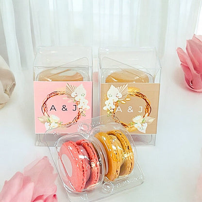 Customizable Macaron Favor Gift Box - Caramel Rose Design - Macaron Centrale9 Favor Boxes