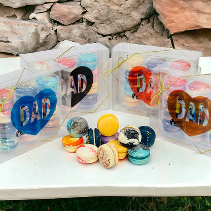 DAD | 12 Pack Assortment French Macarons | Each macaron is labeled with its flavor for easy identification - Macaron Centrale