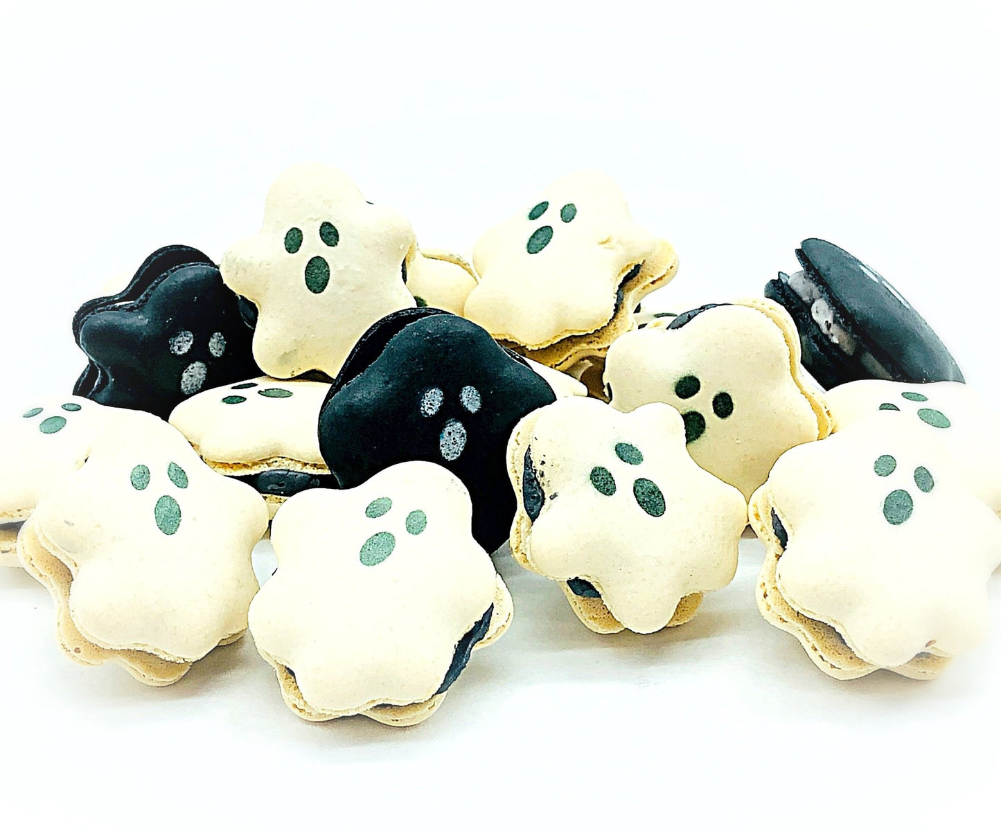 Dark Chocolate Buttercream Ghost Macarons | Available in 6, 12 or 24 Pack - Macaron CentraleWhite6 Pack