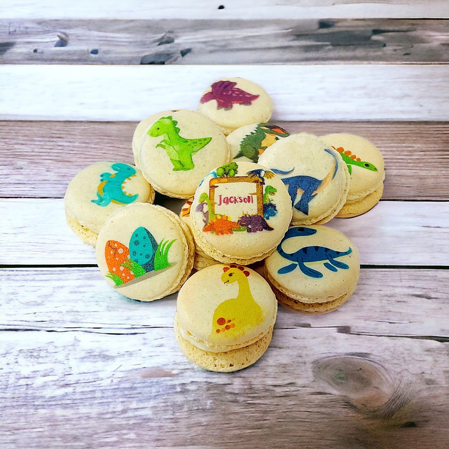 Dino - Mite Personalized Macaron Collection: A Jurassic Treat for Your Special Occasion - Macaron Centrale6 Pack