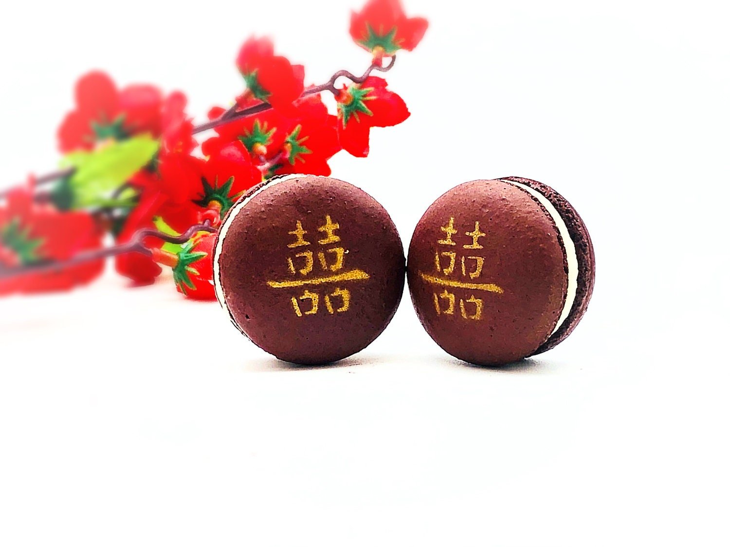 Double Happiness French Macaron Cookies | Available in 6, 12 & 24 Pack | Perfect addition to your wedding reception. - Macaron Centrale4 packDouble Happiness 1