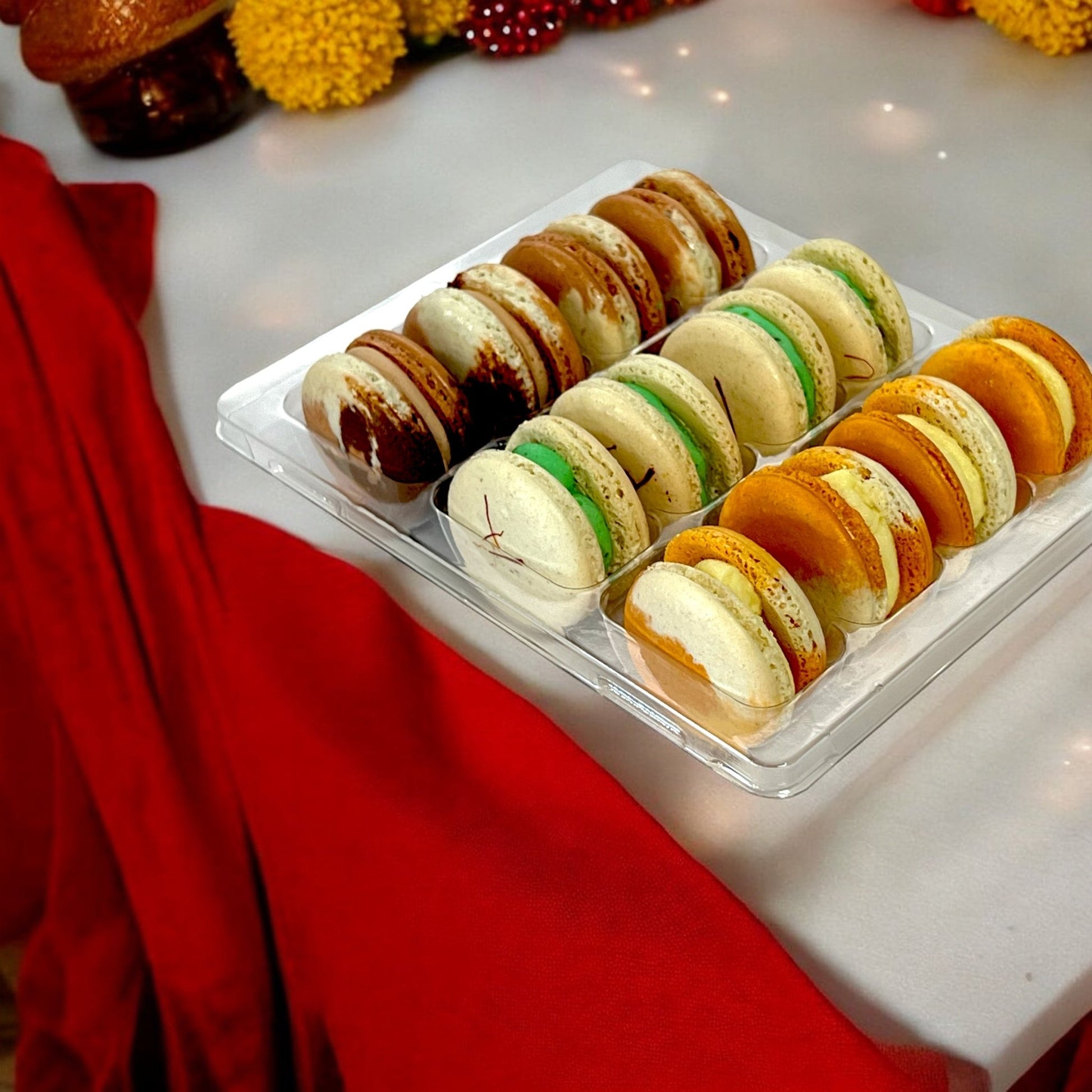 Durga Puja Macaron Gift Set - Available in 6 & 12 Pack - 3 Flavors with Festive Designs - Macaron CentraleDurga Puja6 Pack