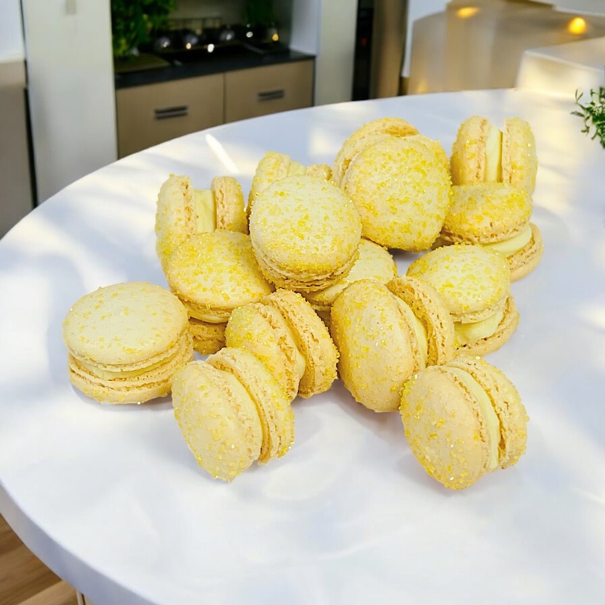 Eggnog Mini Macarons - Perfect for Decorating Cupcakes, Cakes, Ice Cream, and More! - Macaron Centrale16 Pack