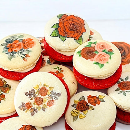 Elegant Red Rose French Macarons in Packs of 6, 12, or 24 - Macaron Centrale6 Pack