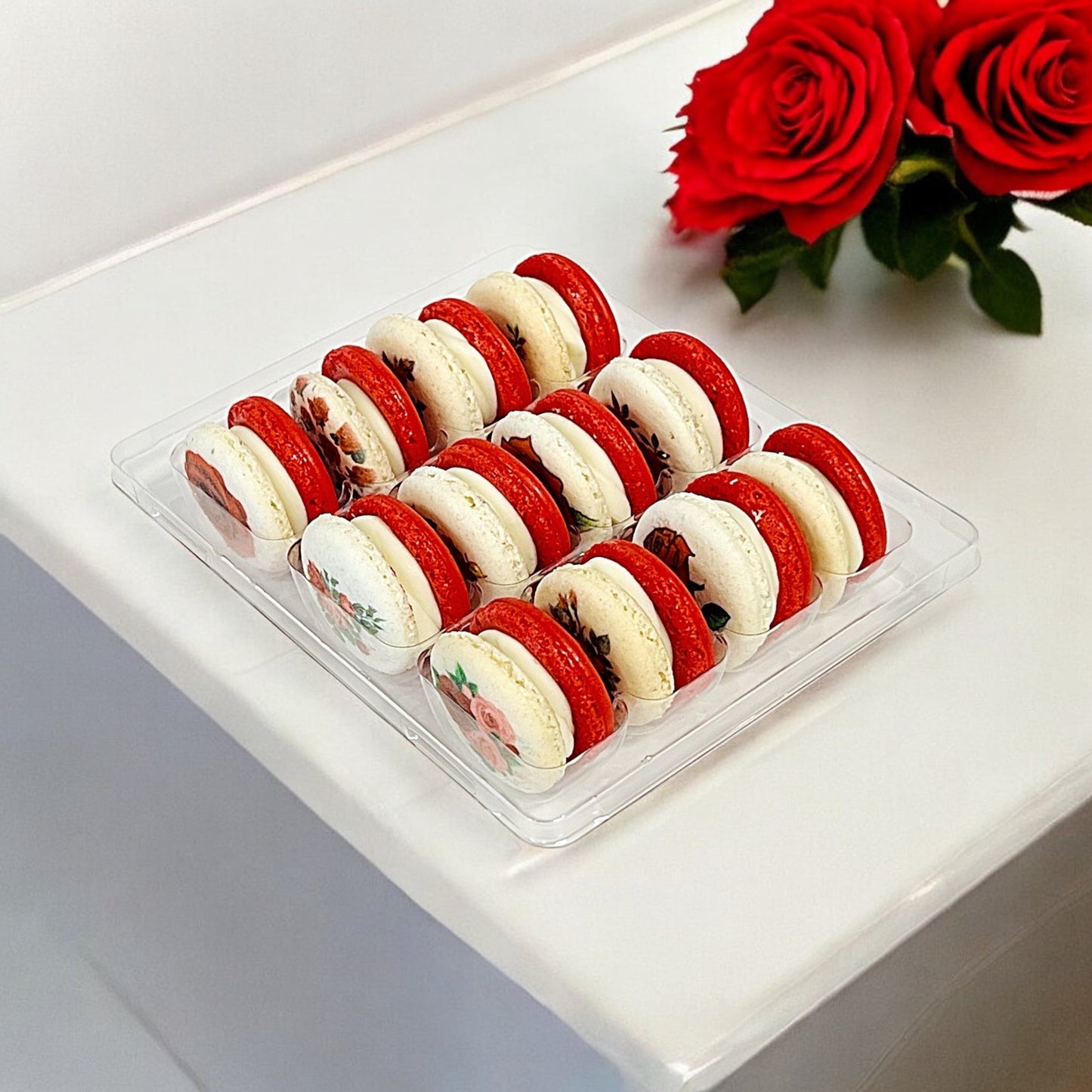 Elegant Red Rose French Macarons in Packs of 6, 12, or 24 - Macaron Centrale6 Pack