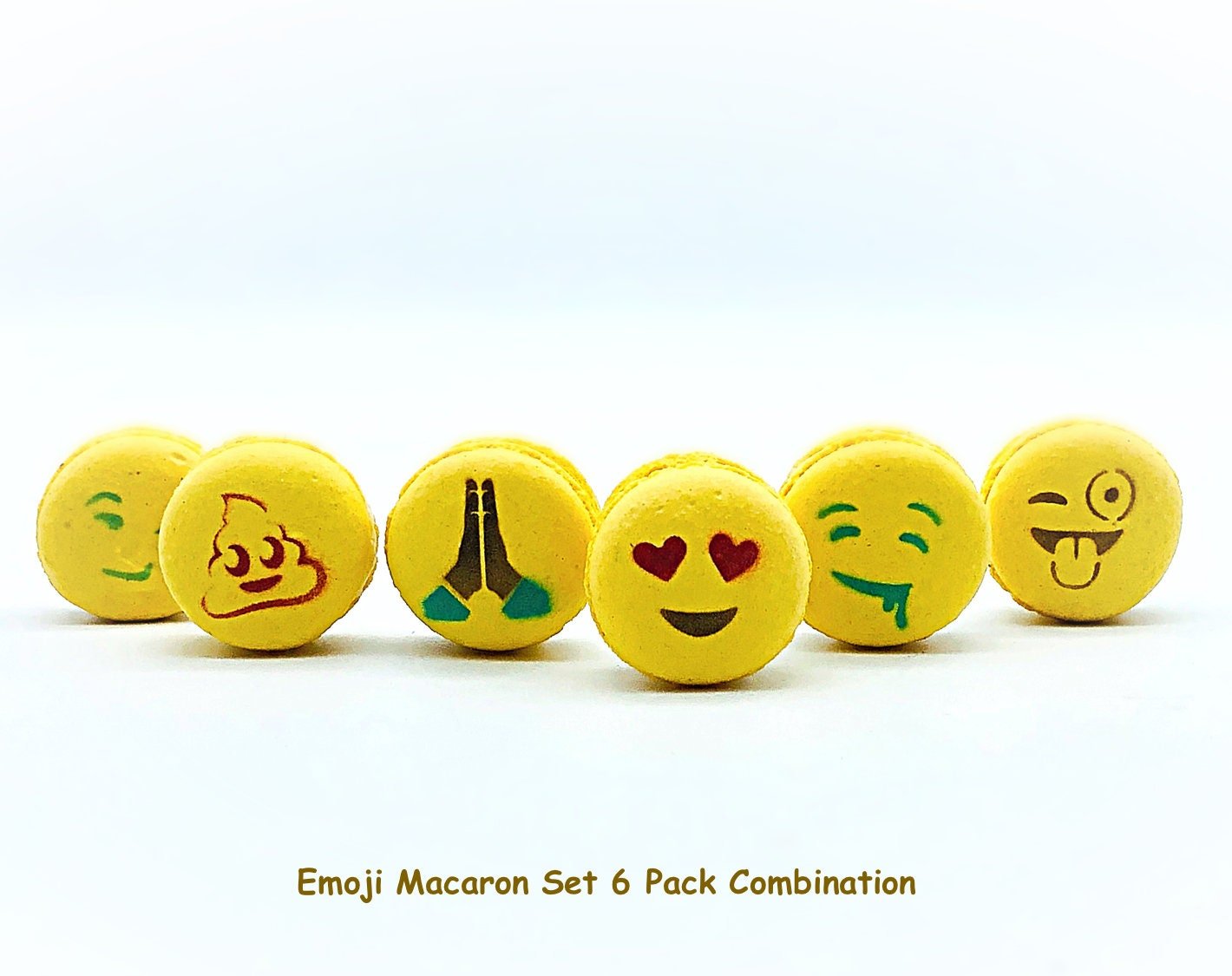 Emoji French Macaron Set | Available in 6 or 12 Pack | Perfect for all party themes. - Macaron CentraleVanilla6 Pack