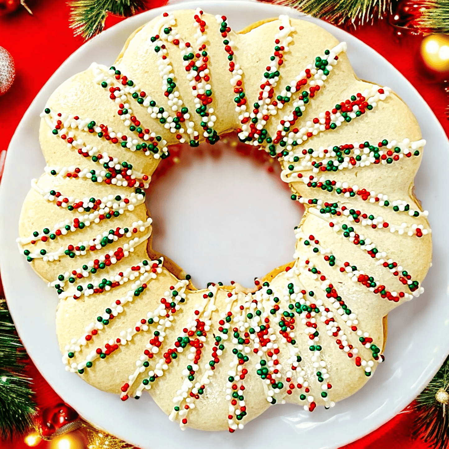 Festive Sprinkle Macaron Wreath – Custom Flavor Pick - Macaron Centrale