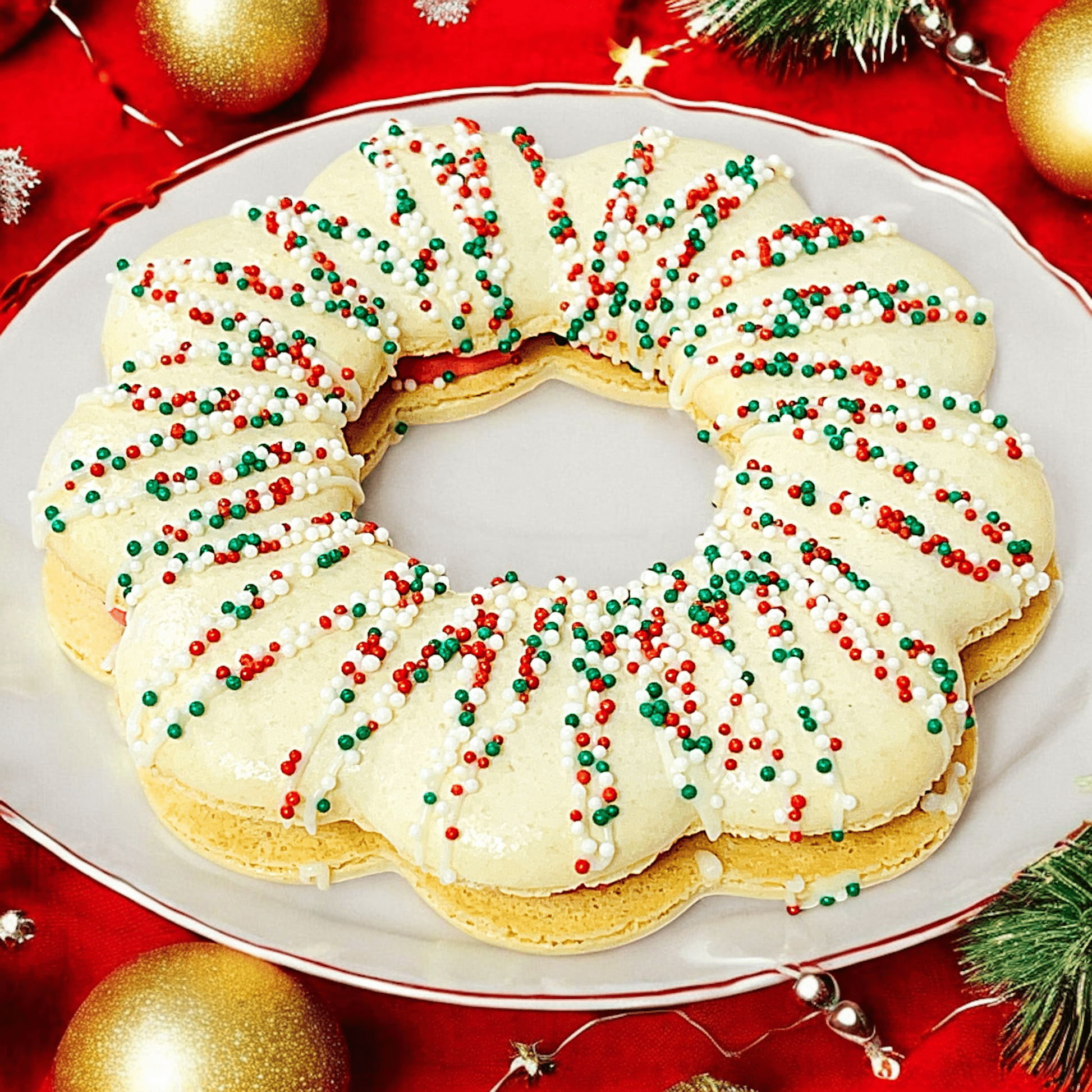 Festive Sprinkle Macaron Wreath – Custom Flavor Pick - Macaron Centrale