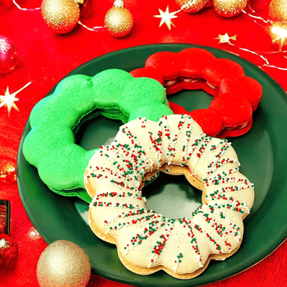 Festive Sprinkle Macaron Wreath – Custom Flavor Pick - Macaron Centrale