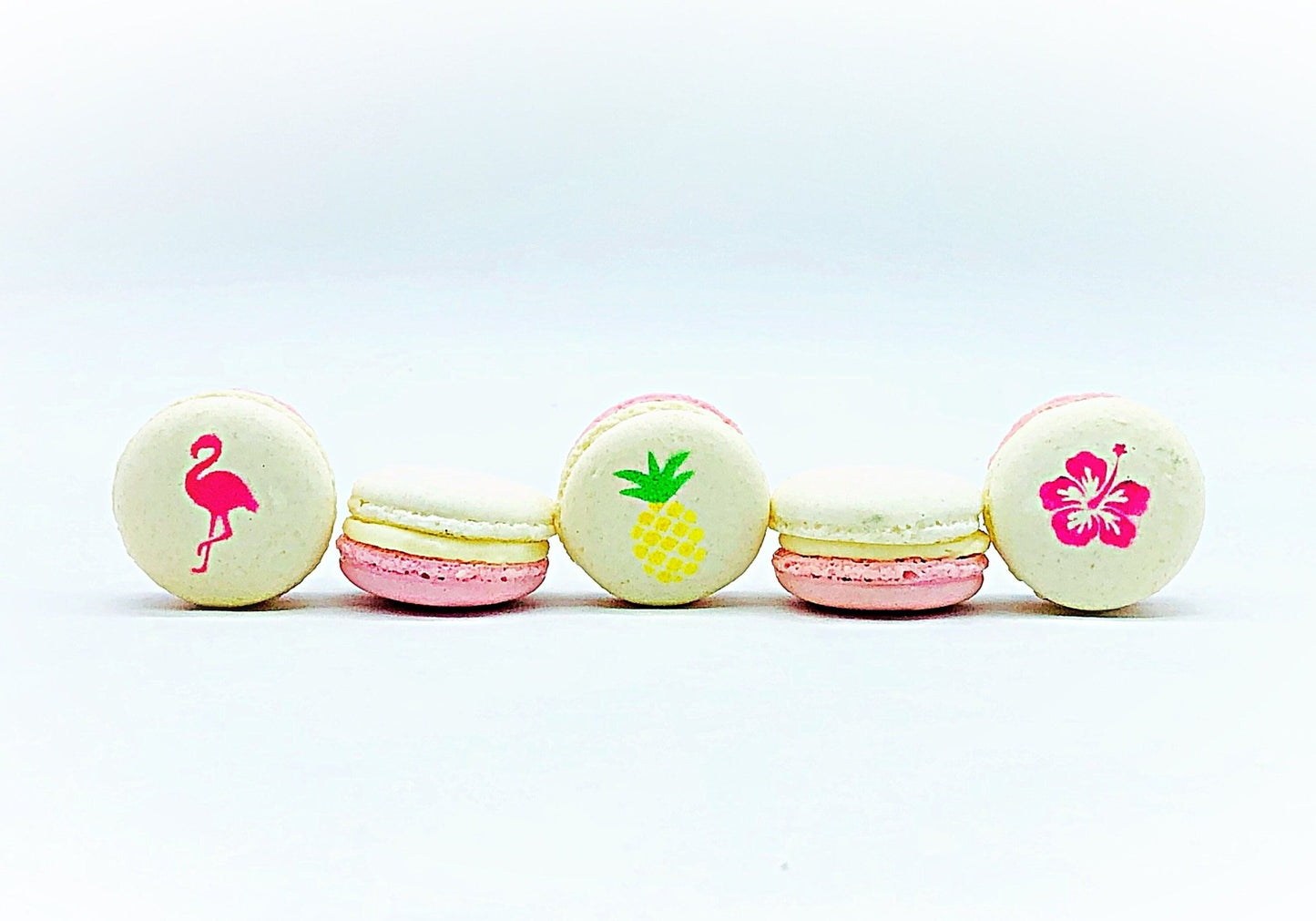 French Macaron Flamingo Luau Set | Available in 6 or 12 Pack - Macaron Centrale6 pack