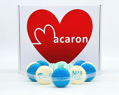 French Macaron Gift Set for Dad | 12 Pack Assortment Vanilla, Blueberry and Blue Caramel - Macaron Centrale