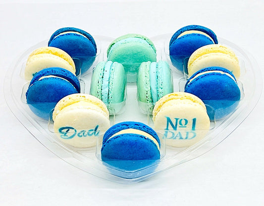 French Macaron Gift Set for Dad | 12 Pack Assortment Vanilla, Blueberry and Blue Caramel - Macaron Centrale