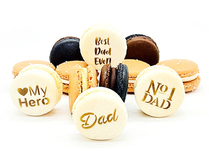 French Macaron Gift Set for Dad | 12 Pack Assortment Vanilla, S'More and Chocolate Caramel - Macaron Centrale