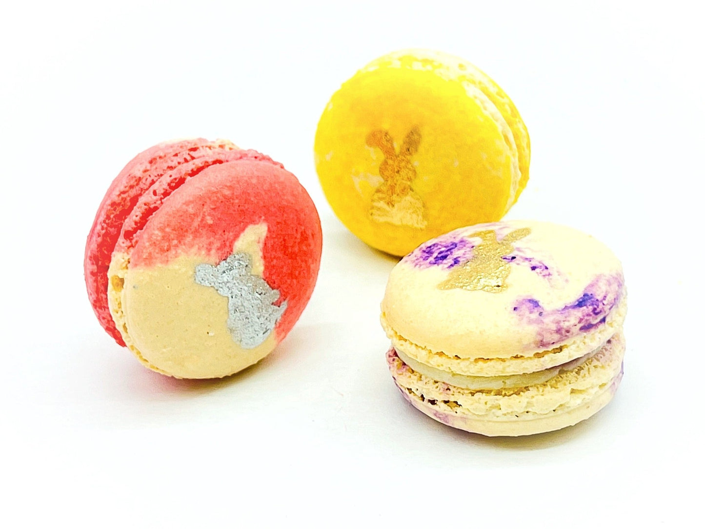 French Macaron Pastel Bunny Set | Gold and Silver Decorated | Available in 6, 12 & 24 pack - Macaron Centrale6 Pack