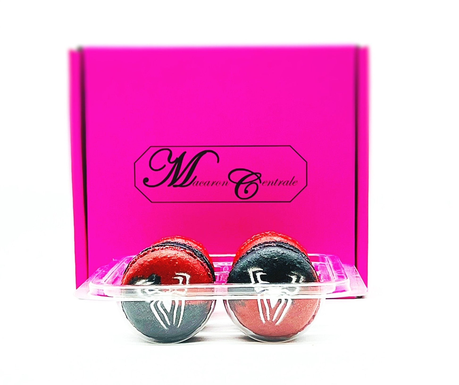 French Macaron Tribute To Spiderman | Available in 6, 12 or 24 Pack - Macaron Centrale6 pack