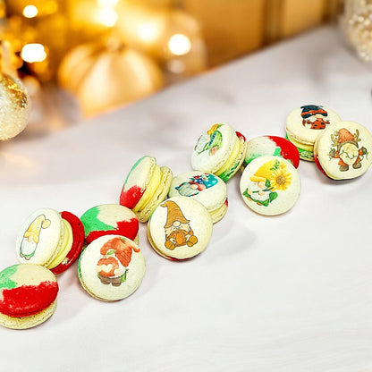 Gnome - Themed Tricolor Swirl Macarons - Custom Flavors | Available in 6, 12 & 24 Pack - Macaron Centrale6 Pack