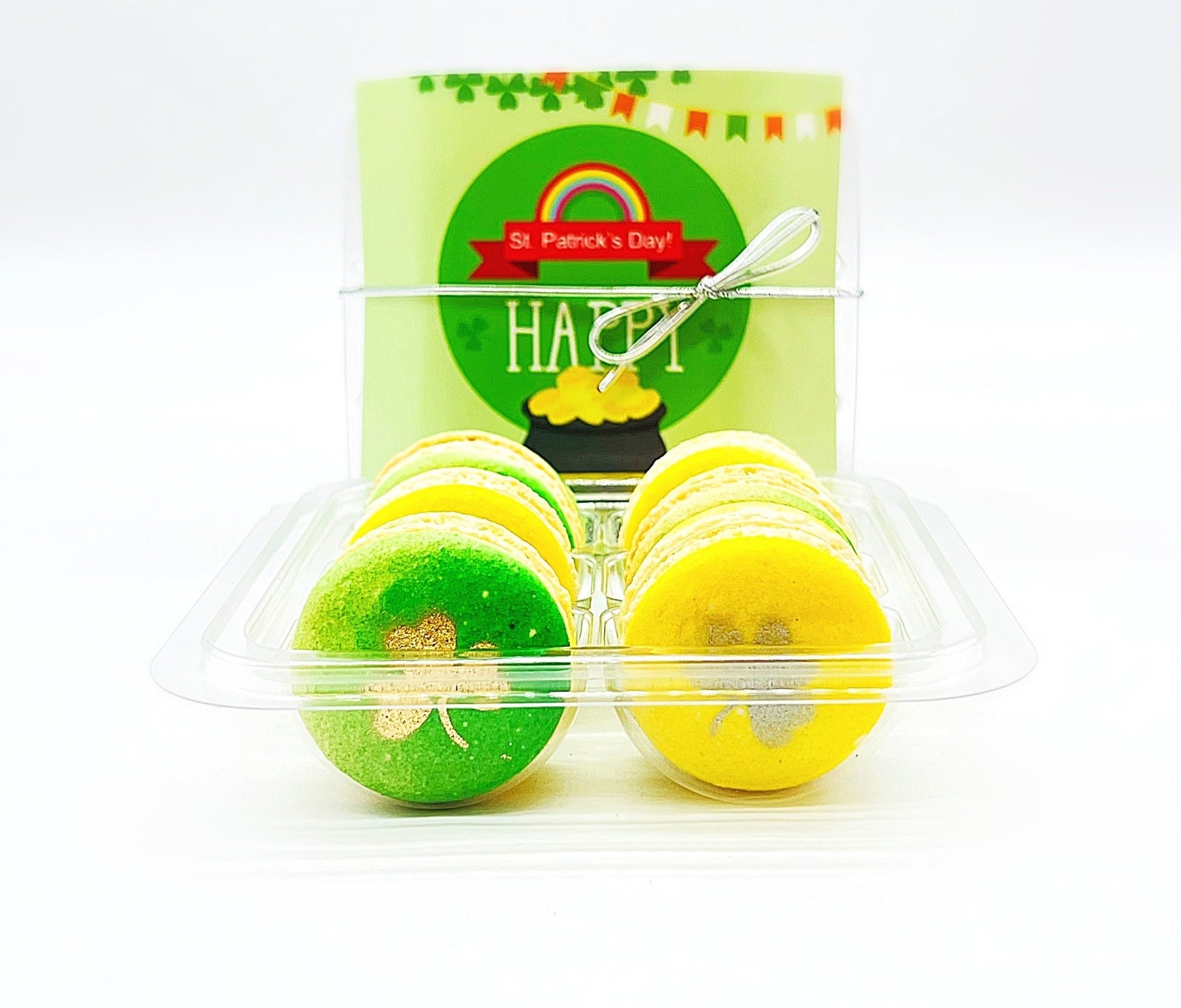 Gold and Silver Shamrock French Macaron Set | Perfect for upcoming St. Patrick's Day Celebration - Macaron Centrale6 Pack