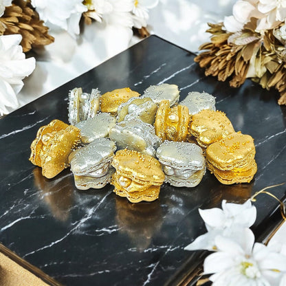 Gold & Silver Seashell Macarons - Macaron CentraleSilver12 Pack