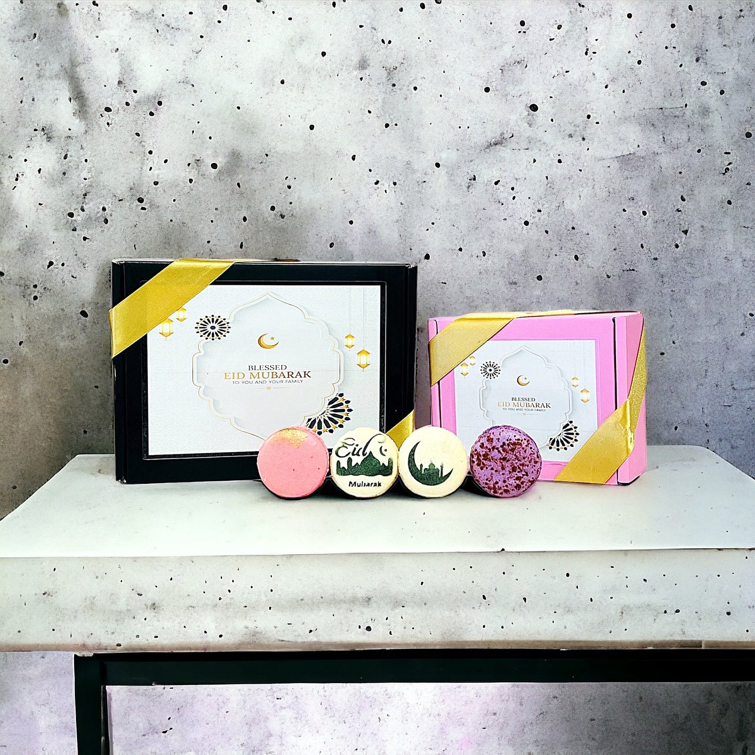 Golden EID Mubarak Macaron Celebration Set - Macaron Centrale4 pack