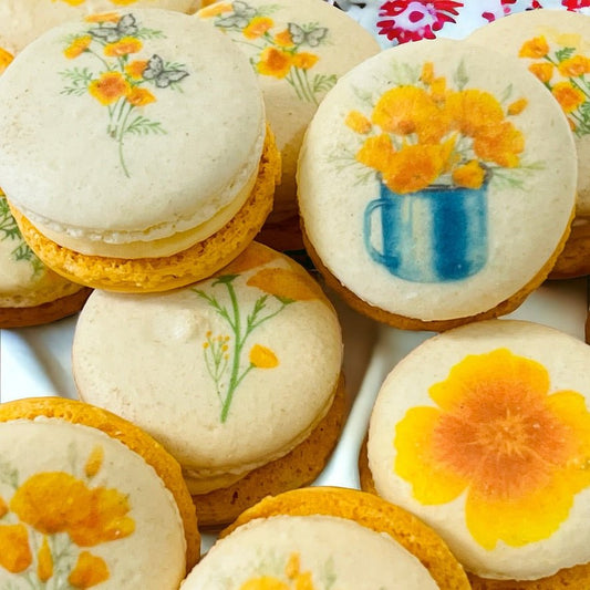 Golden Poppy Macaron | Packs of 6, 12, or 24 - Macaron Centrale6 Pack