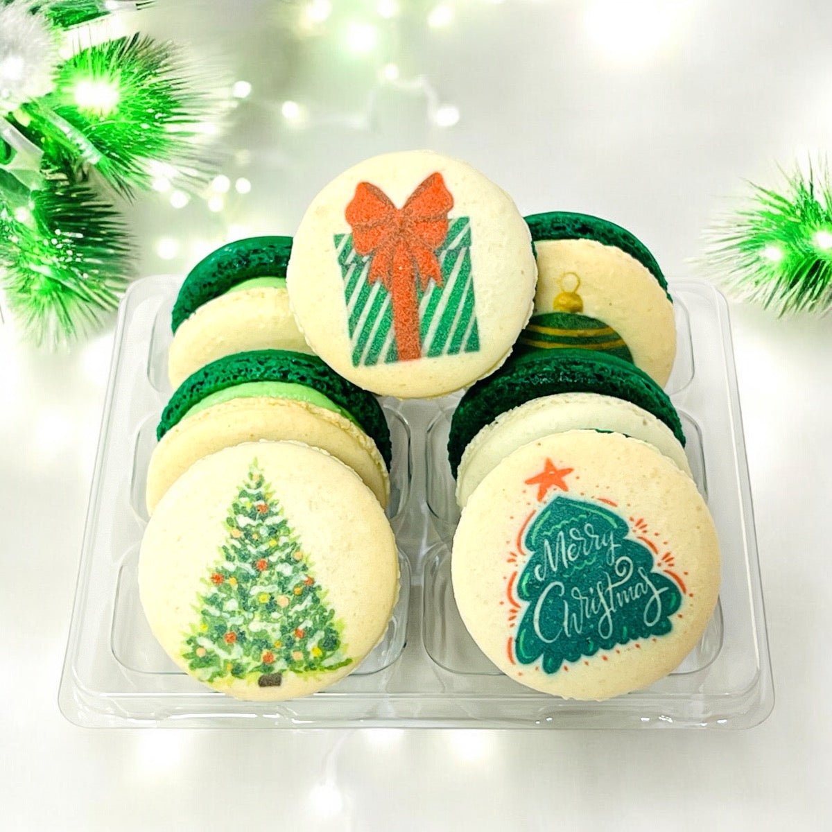 Green Christmas Macaron Set - Macaron Centrale6 Pack