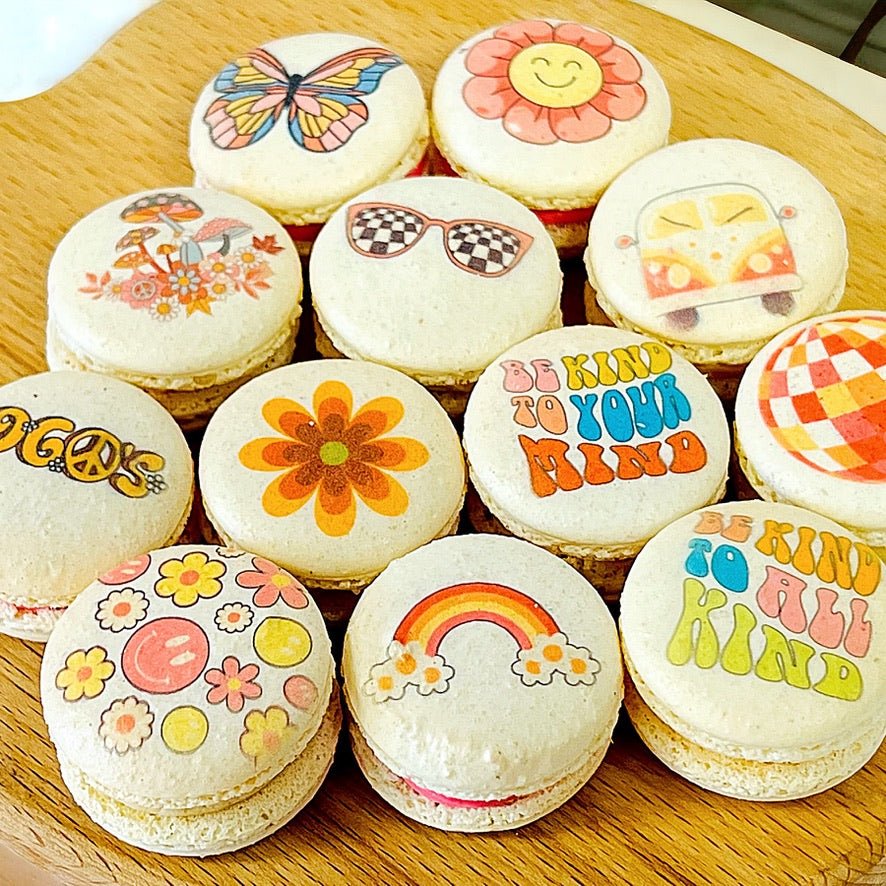 Groovy Macarons - Customizable 1960s Inspired Delights - Macaron Centrale6 Pack