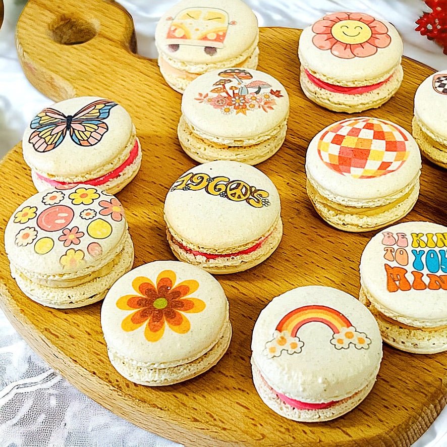 Groovy Macarons - Customizable 1960s Inspired Delights - Macaron Centrale6 Pack