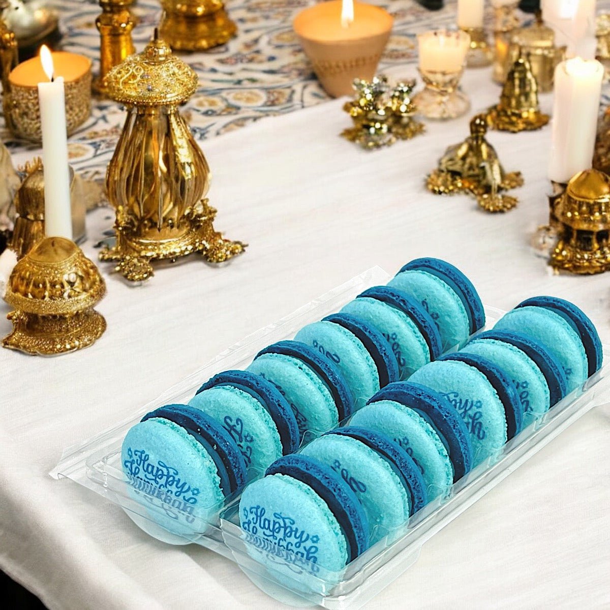 Happy Hanukkah Vegan Macaron Set - 6 or 12 Pack - Macaron Centrale12 Pack