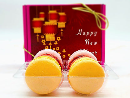 Happy Lunar New Year Set | 6 Pack Macaron | Orange Cream, Strawberry, Raspberry - Macaron Centrale