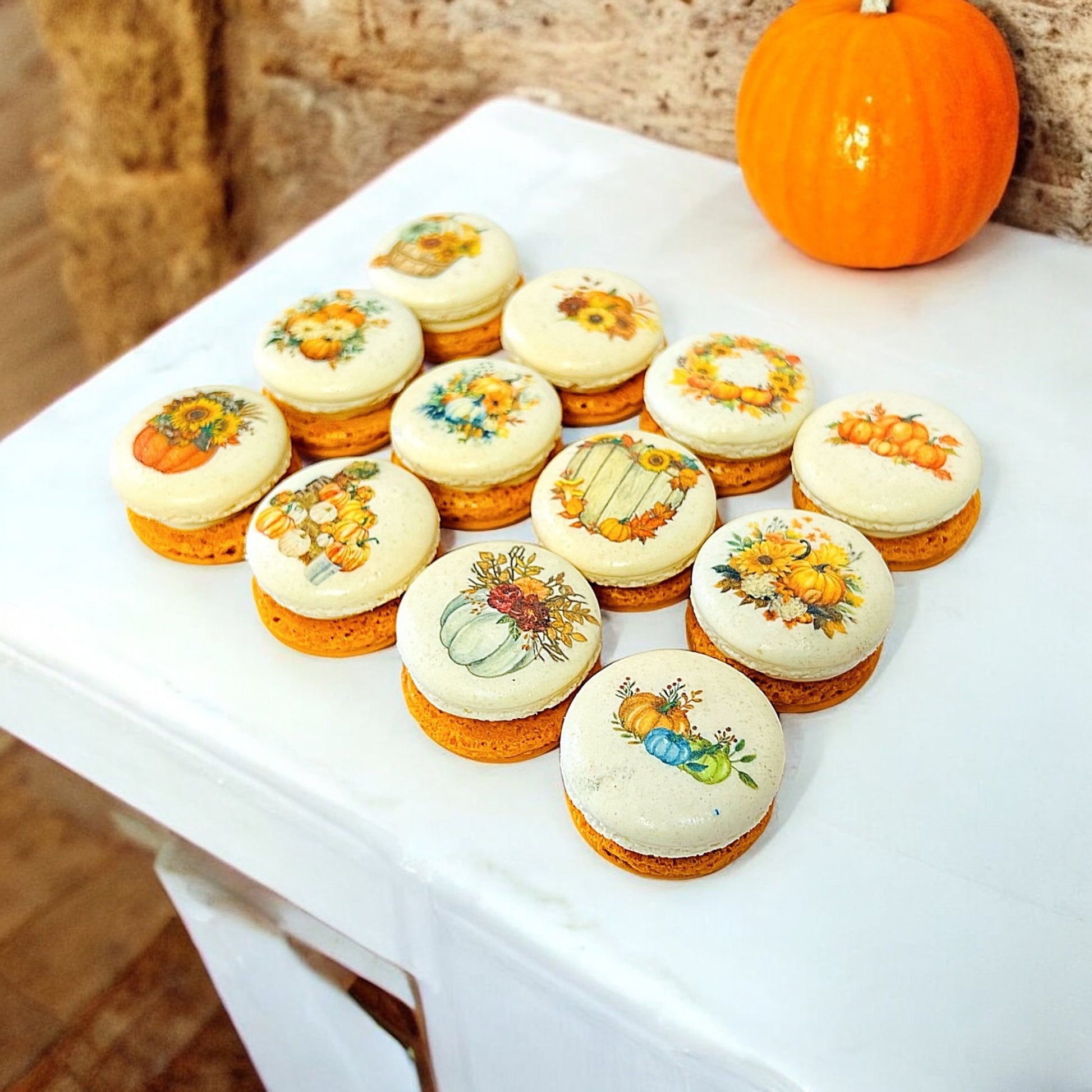 Harvest Dreams Collection | Pumpkin Patch Delight French Macarons - Macaron CentraleFall6 Pack