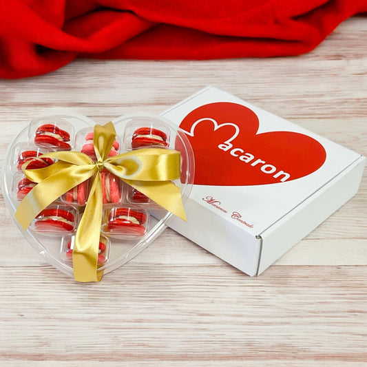 Heart - Shaped Macaron Gift Set - Customizable Flavors - Macaron CentraleValentine'sDefault Flavors - White chocolate (Red) Strawberry (Pink) Vanilla (Black)