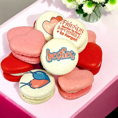 Heartfelt Galentine’s Macarons – Friendship - Inspired Treats in 6, 12, or 24 Pack - Macaron CentraleValentine'sDefault (white chocolate - strawberry - vanilla)6 Pack