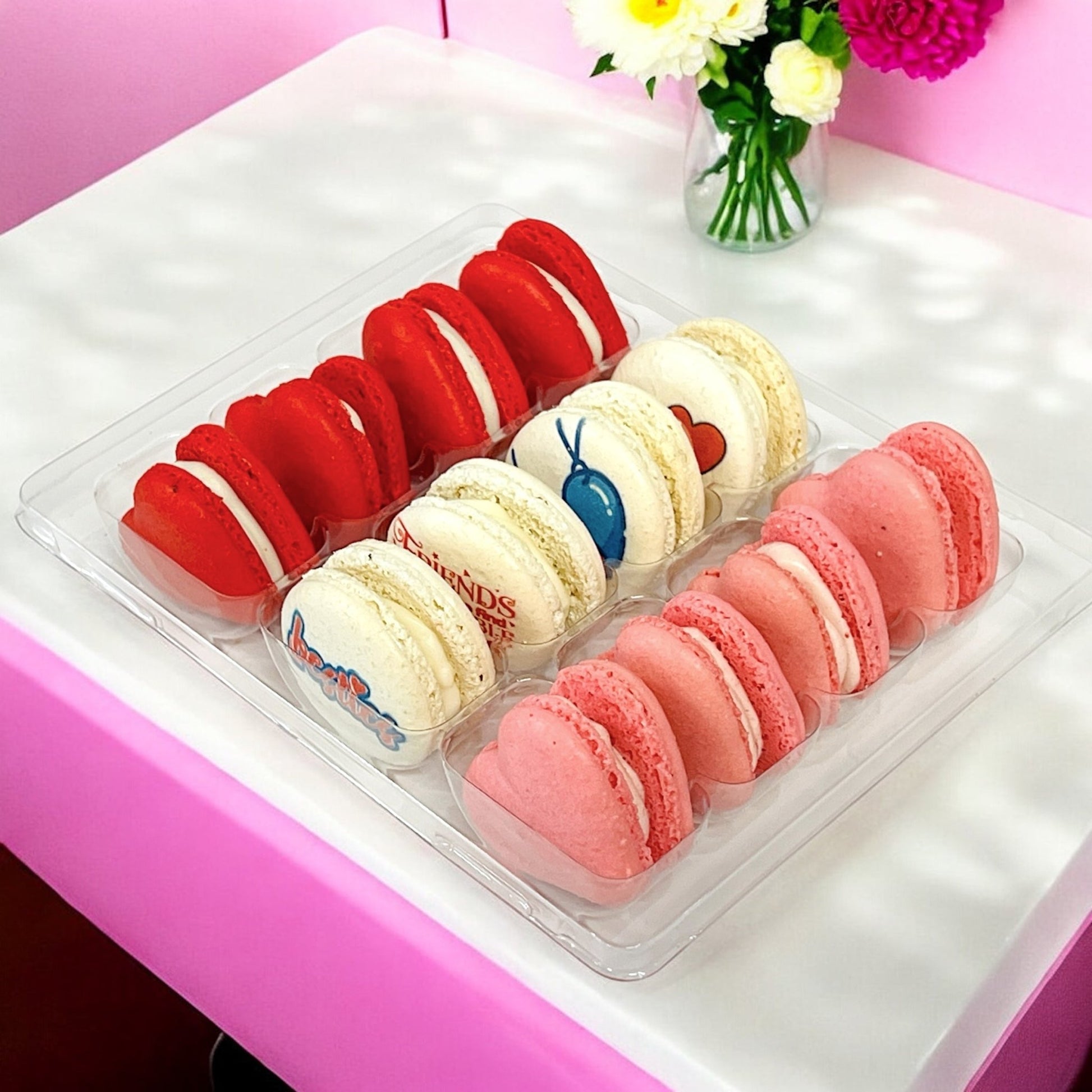 Heartfelt Galentine’s Macarons – Friendship - Inspired Treats in 6, 12, or 24 Pack - Macaron CentraleValentine'sDefault (white chocolate - strawberry - vanilla)6 Pack