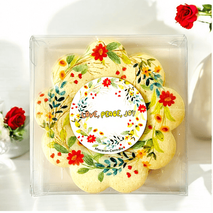 Holiday Wreath French Macaron - Loave, Peace, Joy - Macaron Centrale