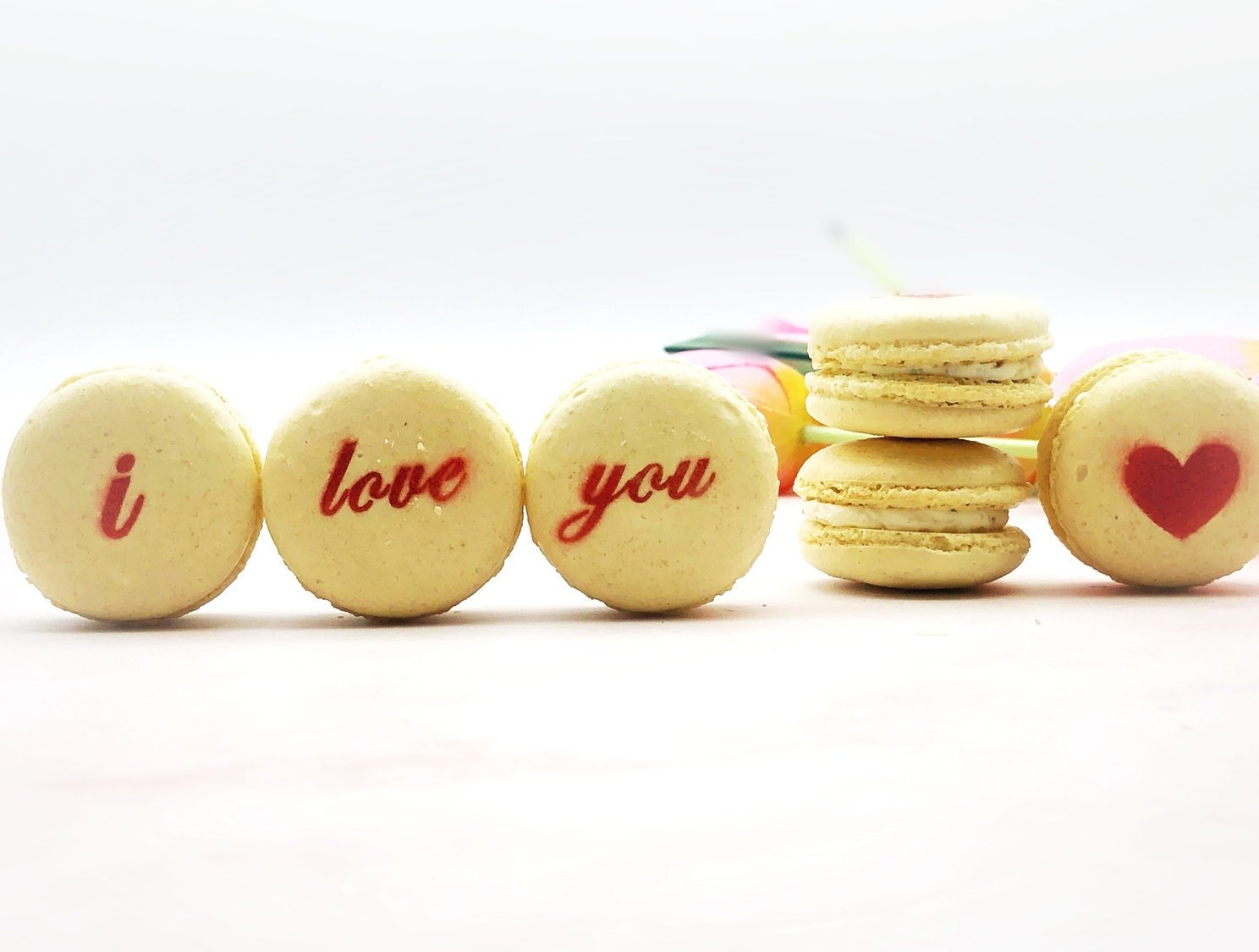 I LOVE YOU! French Macarons | Perfect for this Valentines Day Gift - Macaron CentraleVanilla Buttercream3 Pack