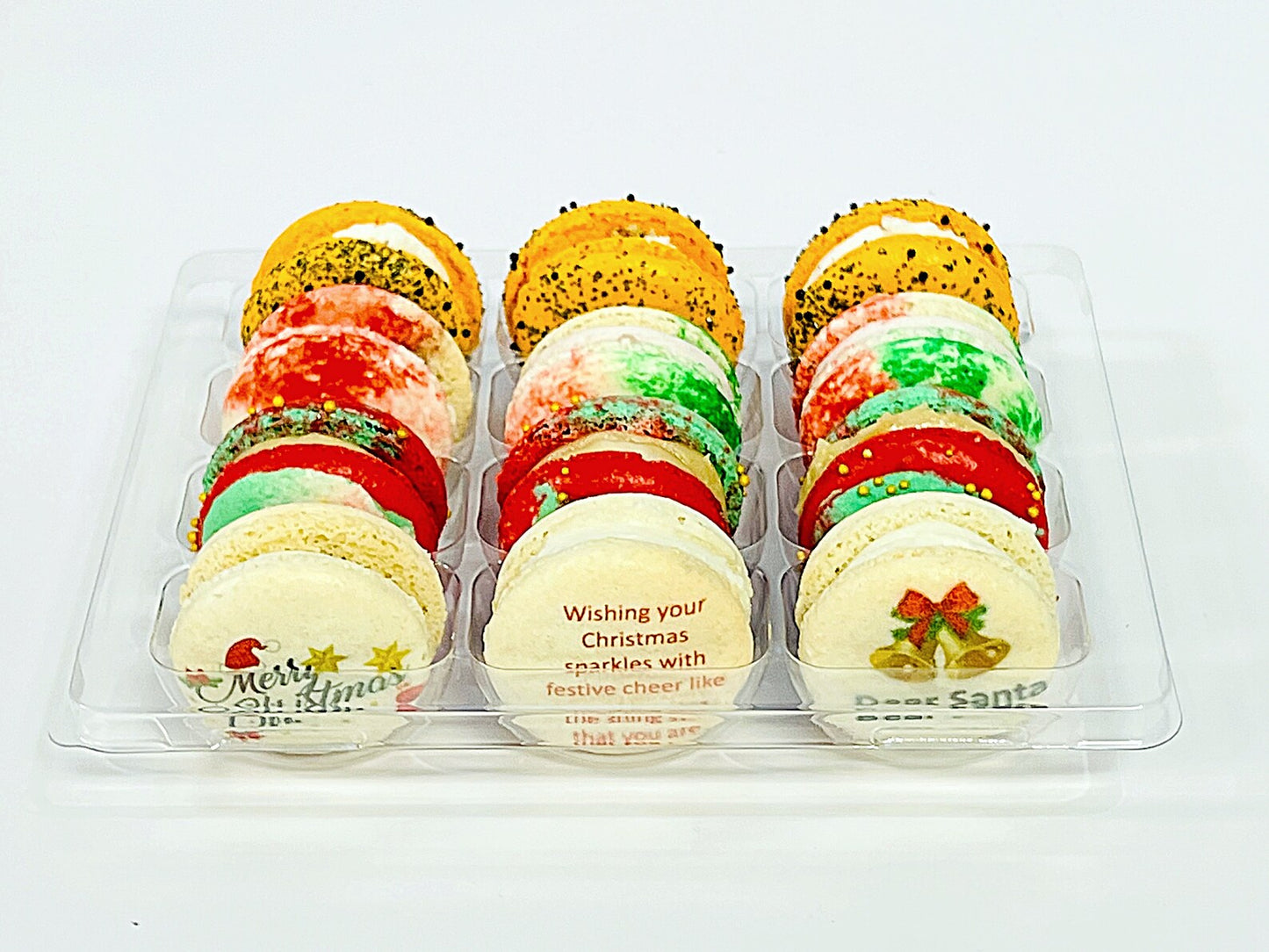 Personalized Christmas Wishes: Customizable French Macaron Set | Available in 6, 12 and 24 pack.