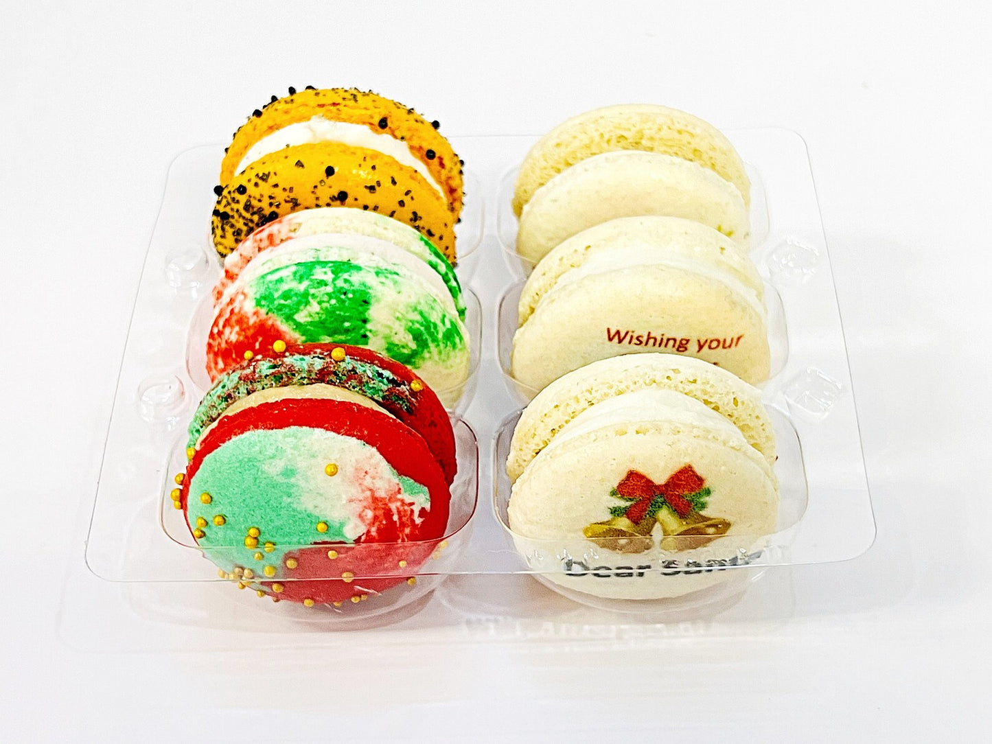 Personalized Christmas Wishes: Customizable French Macaron Set | Available in 6, 12 and 24 pack.