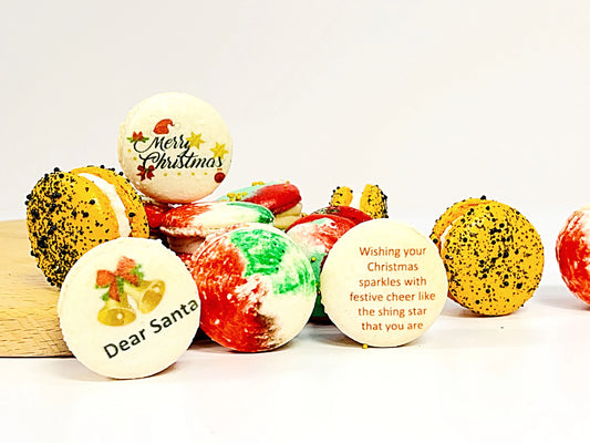 Personalized Christmas Wishes: Customizable French Macaron Set | Available in 6, 12 and 24 pack.