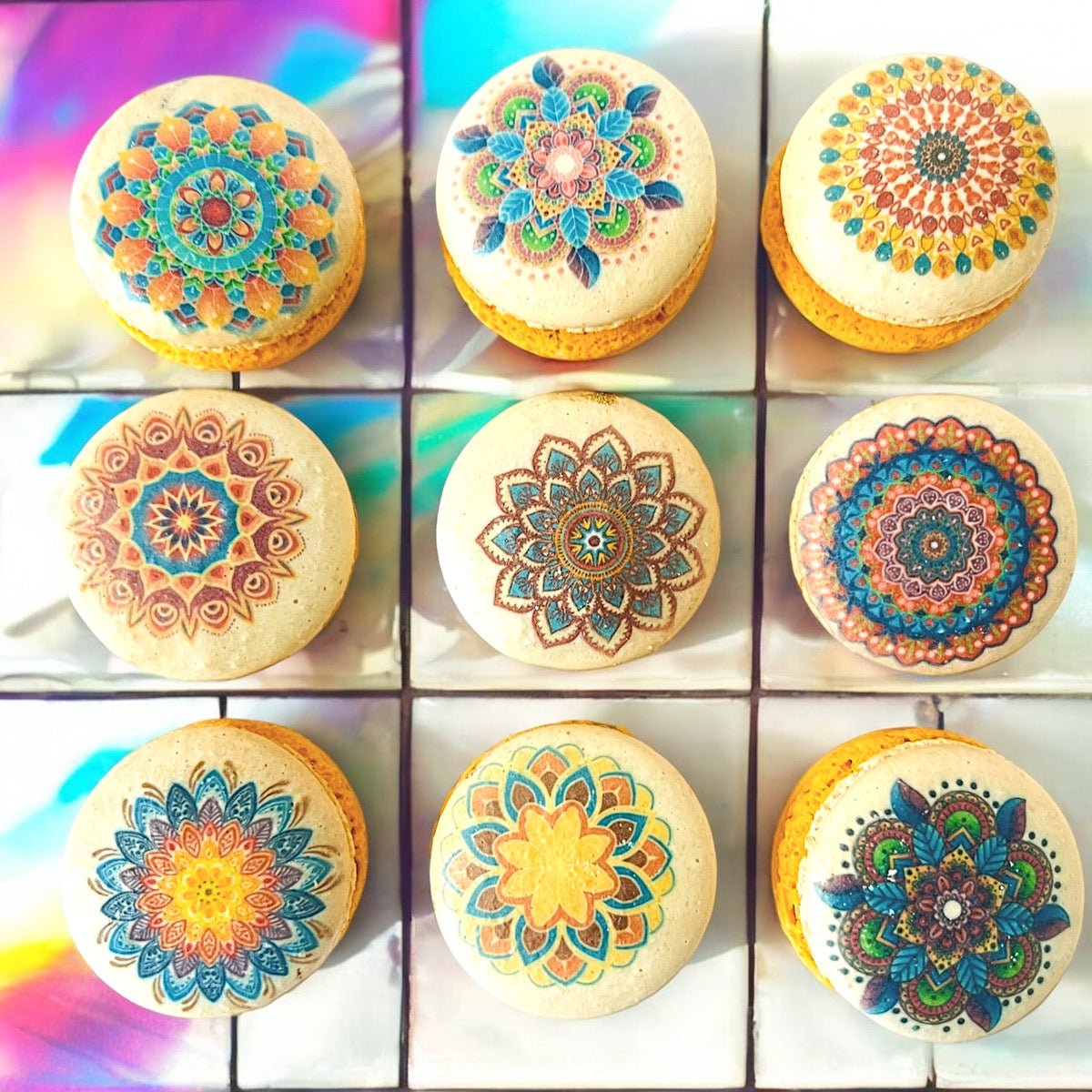 Intricate Mandala Art Macarons – Elegant and Unique French Treats - Macaron Centrale12 Pack