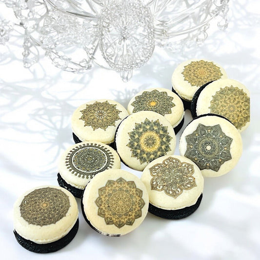 Intricate Mandala Macarons – Elegant and Unique French Treats - Macaron Centrale12 Pack