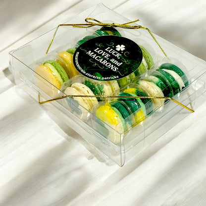 Luck, Love, and Macarons – 12 Pack St. Patrick’s Day Macaron Gift Set - Macaron CentraleSt. Patrick's DayBest Seller FlavorsClear Gift Box